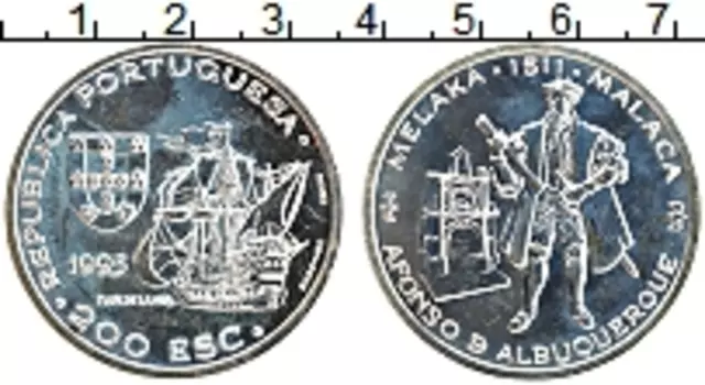 Монета 200 эскудо Португалии 1995 года Серебро Герцог Афонсу де Албукерки