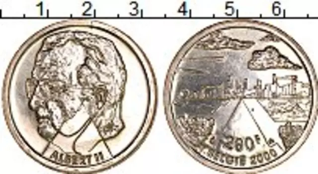 Монета 200 франков Бельгии 2000 года Серебро Миллениум