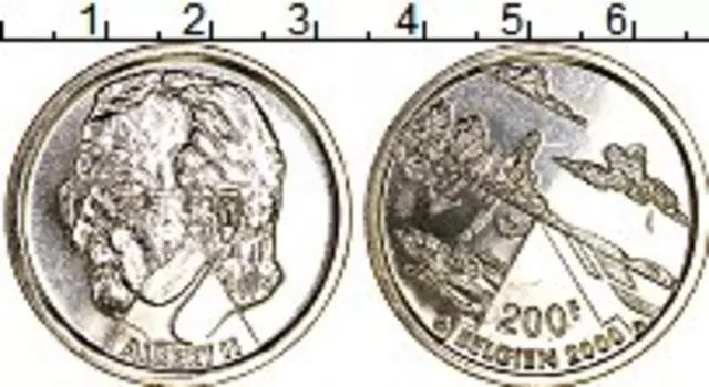 Монета 200 франков Бельгии 2000 года Серебро Миллениум