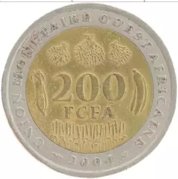 Монета 200 франков Западной Африки 2004 года Биметалл