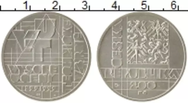 Монета 200 крон Чехии 1999 года Серебро Военные технологии