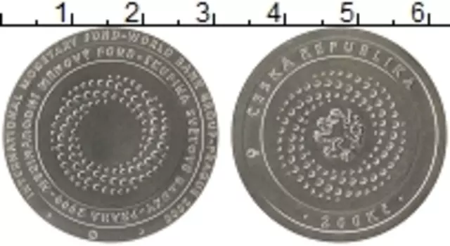 Монета 200 крон Чехии 2000 года Серебро Международный валютный фонд