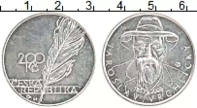 Монета 200 крон Чехии 2003 года Серебро Я