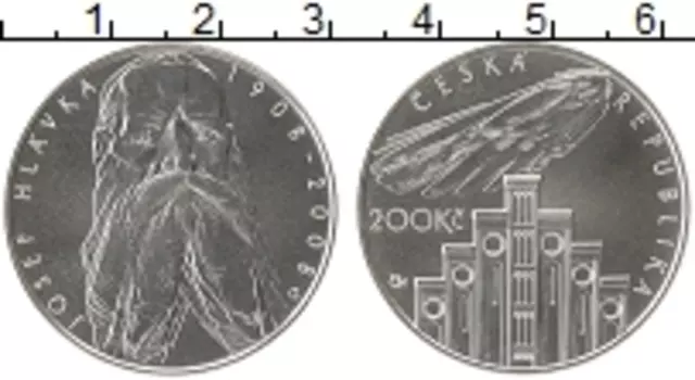Монета 200 крон Чехии 2008 года Серебро Йозеф Хлявка