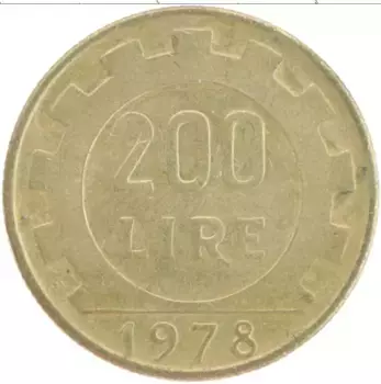 Монета 200 лир Италии 1978 года Бронза
