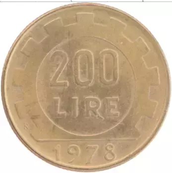 Монета 200 лир Италии 1978 года Бронза