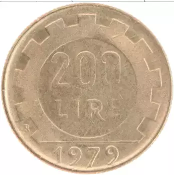 Монета 200 лир Италии 1979 года Бронза