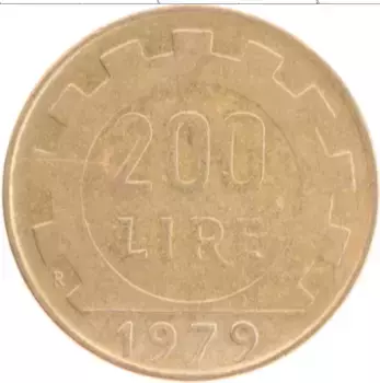 Монета 200 лир Италии 1979 года Бронза
