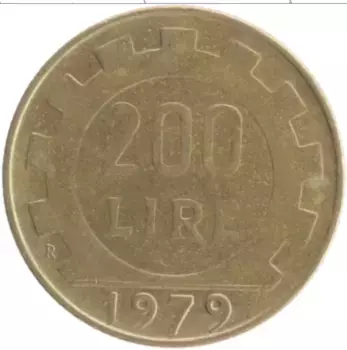 Монета 200 лир Италии 1979 года Бронза