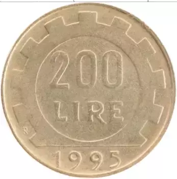 Монета 200 лир Италии 1995 года Бронза Республика