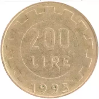 Монета 200 лир Италии 1995 года Бронза
