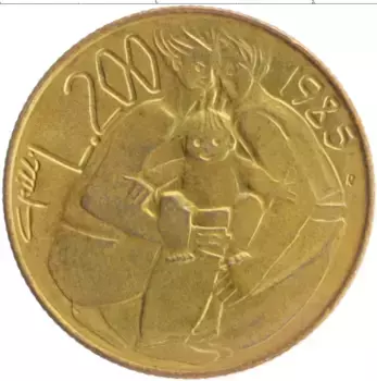 Монета 200 лир Сан-Марино 1985 года Бронза