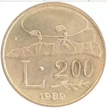 Монета 200 лир Сан-Марино 1989 года Бронза