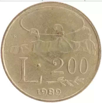Монета 200 лир Сан-Марино 1989 года Бронза
