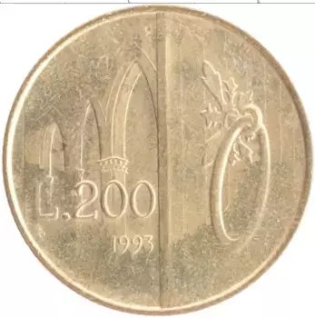 Монета 200 лир Сан-Марино 1993 года Бронза Ворота и арки Сан Франческо
