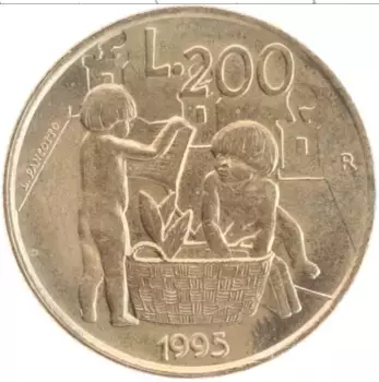 Монета 200 лир Сан-Марино 1995 года Латунь Дети