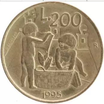 Монета 200 лир Сан-Марино 1995 года Бронза