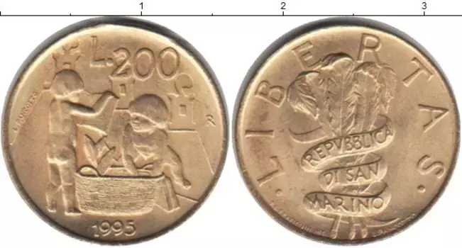 Монета 200 лир Сан-Марино 1995 года Латунь Дети