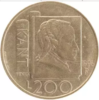 Монета 200 лир Сан-Марино 1996 года Латунь Иммануил Кант