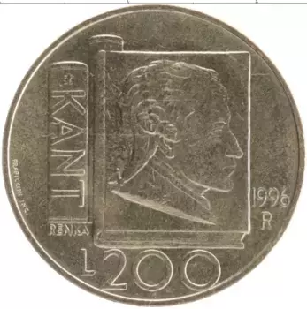 Монета 200 лир Сан-Марино 1996 года Бронза Иммануил Кант