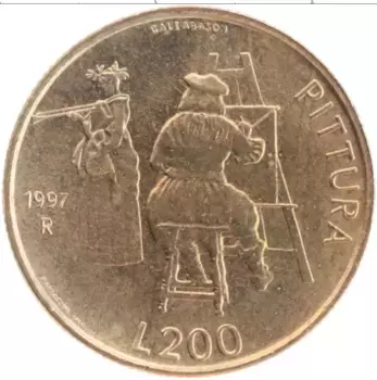 Монета 200 лир Сан-Марино 1997 года Латунь Художник