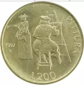 Монета 200 лир Сан-Марино 1997 года Латунь Живопись