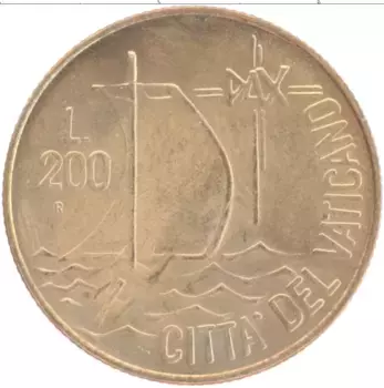 Монета 200 лир Ватикана 1984 года Латунь Иоанн Павел II