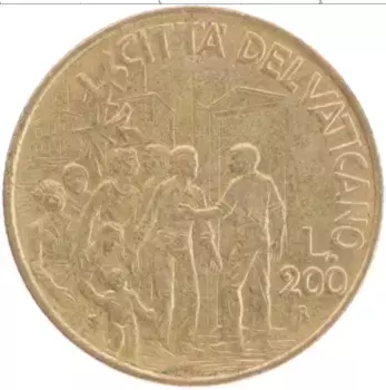 Монета 200 лир Ватикана 1994 года Латунь Иоанн Павел II