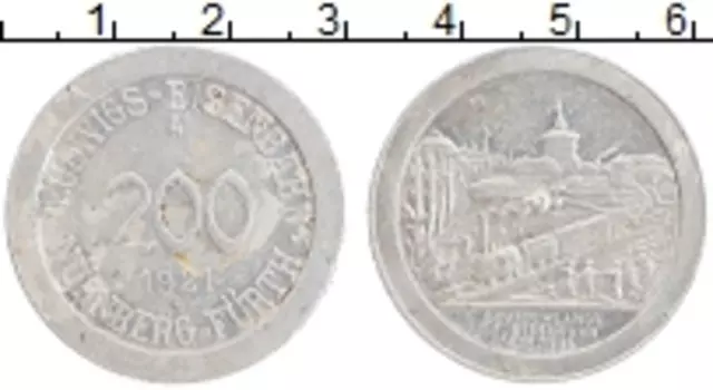 Монета 200 марок Германия : Нотгельды 1921 года Алюминий Нюрнберг