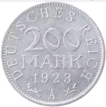 Монета 200 марок Веймарской республики 1923 года Алюминий A