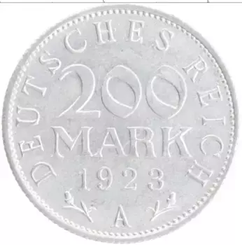 Монета 200 марок Веймарской республики 1923 года Алюминий A