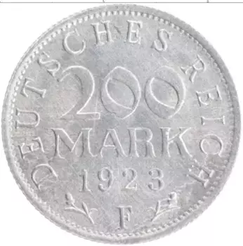 Монета 200 марок Веймарской республики 1923 года Алюминий F