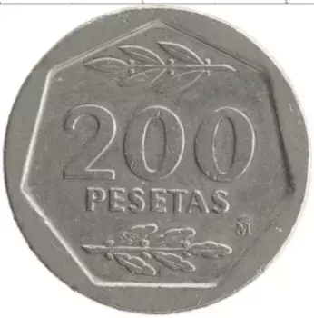 Монета 200 песет Испании 1986 года Медно-никель Хуан Карлос I