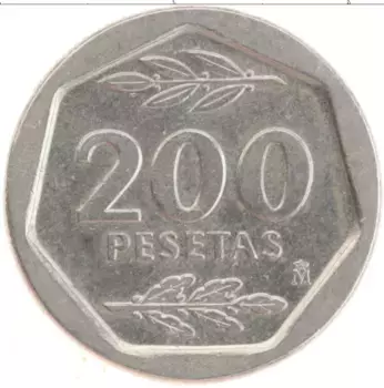 Монета 200 песет Испании 1987 года Медно-никель Хуан Карлос I