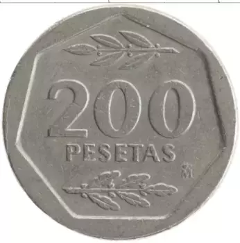 Монета 200 песет Испании 1987 года Медно-никель Хуан Карлос I