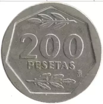 Монета 200 песет Испании 1987 года Медно-никель Хуан Карлос I