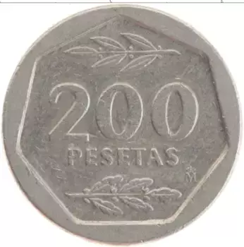 Монета 200 песет Испании 1988 года Медно-никель Хуан Карлос I