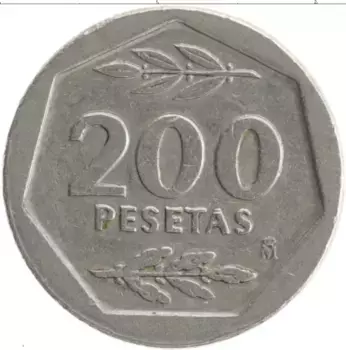 Монета 200 песет Испании 1988 года Медно-никель Хуан Карлос I