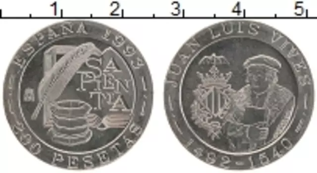 Монета 200 песет Испании 1993 года Медно-никель Хуан Луис Вивес