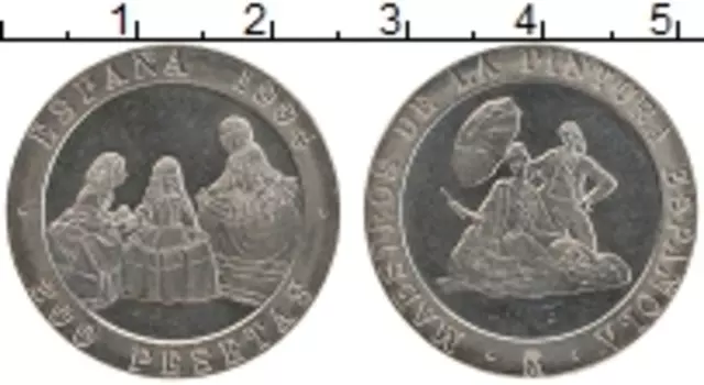 Монета 200 песет Испании 1994 года Медно-никель Художникики Веласкес и Гойя