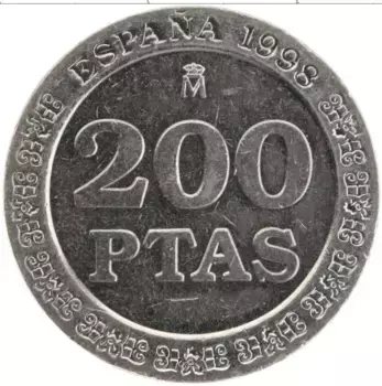 Монета 200 песет Испании 1998 года Медно-никель Хуан Карлос I и Филипп VI