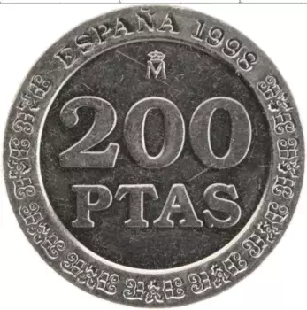 Монета 200 песет Испании 1998 года Медно-никель Хуан Карлос I и Филипп VI