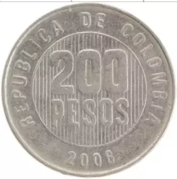 Монета 200 песо Колумбии 2006 года Медно-никель