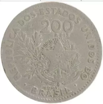 Монета 200 рейс Бразилии 1901 года Медно-никель