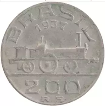 Монета 200 рейс Бразилии 1937 года Медно-никель Виконт де Мауа