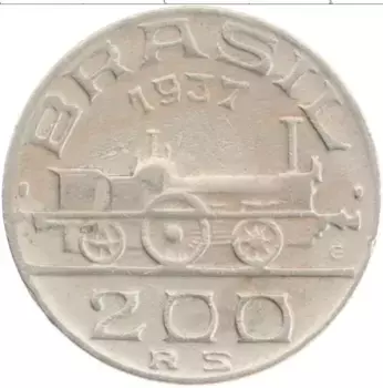 Монета 200 рейс Бразилии 1937 года Медно-никель Виконт де Мауа