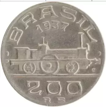 Монета 200 рейс Бразилии 1937 года Медно-никель Виконт де Мауа
