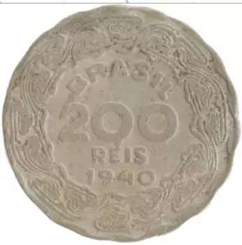 Монета 200 рейс Бразилии 1940 года Медно-никель Жетулио Варгас