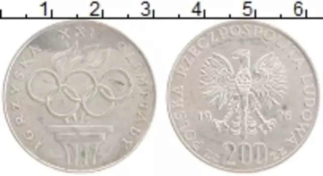 Монета 200 злотых Польши 1976 года Серебро Олимпийские игры