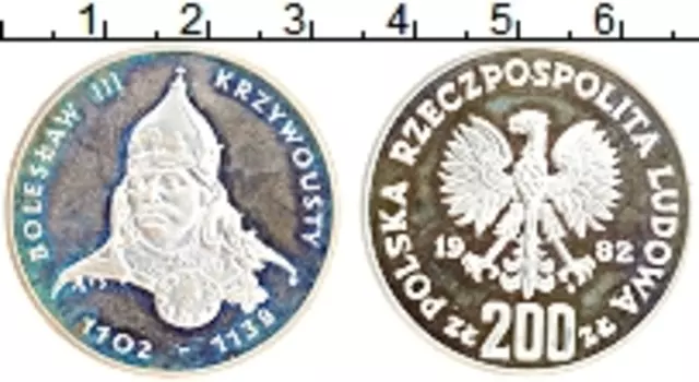 Монета 200 злотых Польши 1982 года Серебро Болеслав III Кривоустый